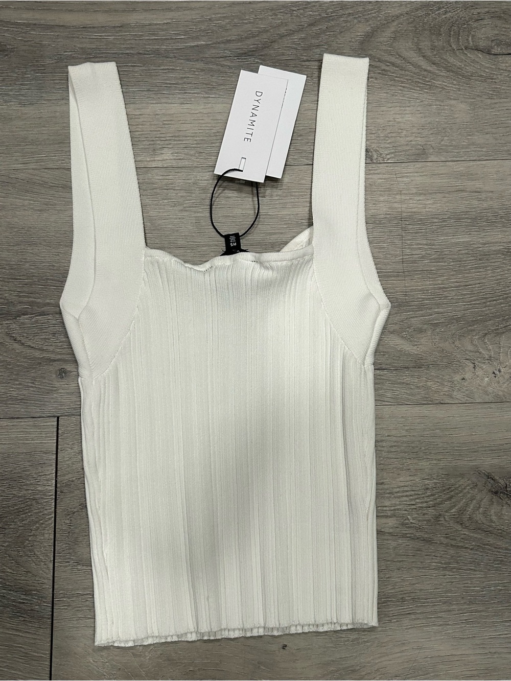 Dynamite White Ribbed V-Neck Crop Tank - Picture 2 of 3